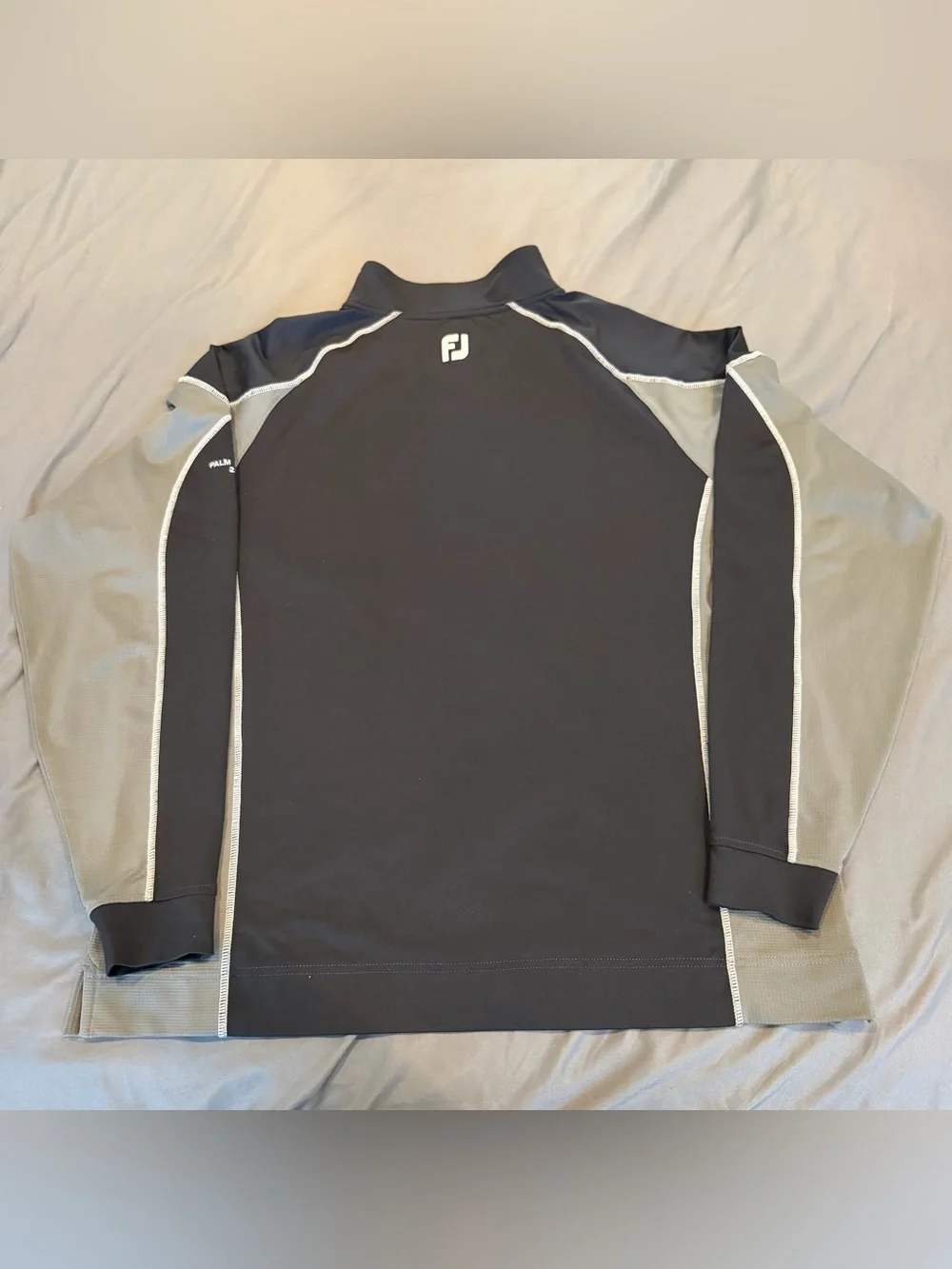 FootJoy Men's L Gray Black Colorblock 1/4 Zip Mock Neck Golf Pullover Top